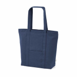Saco de compras em algodão reciclado com fecho de correr 360 g/m² cor azul-marinho