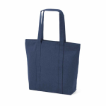 Saco de compras em algodão reciclado com fecho de correr 360 g/m² cor azul-marinho segunda vista