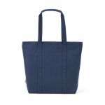 Saco de compras em algodão reciclado com fecho de correr 360 g/m² cor azul-marinho vista traseira 
