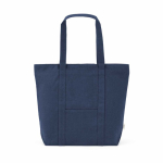 Saco de compras em algodão reciclado com fecho de correr 360 g/m² cor azul-marinho vista frontal 