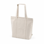 Saco de compras em algodão reciclado com fecho de correr 360 g/m² cor natural