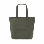 Saco de compras em algodão reciclado com fecho de correr 360 g/m² cor verde militar vista frontal 