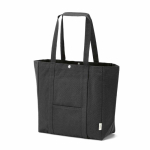 Saco de compras em algodão reciclado com fecho de pressão 360 g/m2 cor preto