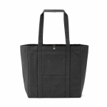 Saco de compras em algodão reciclado com fecho de pressão 360 g/m2 cor preto vista traseira 