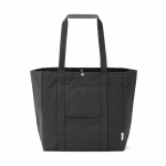 Saco de compras em algodão reciclado com fecho de pressão 360 g/m2 cor preto vista frontal 