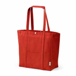 Saco de compras em algodão reciclado com fecho de pressão 360 g/m2 cor vermelho