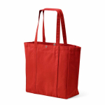 Saco de compras em algodão reciclado com fecho de pressão 360 g/m2 cor vermelho segunda vista