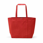 Saco de compras em algodão reciclado com fecho de pressão 360 g/m2 cor vermelho vista traseira 