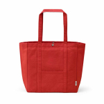 Saco de compras em algodão reciclado com fecho de pressão 360 g/m2 cor vermelho vista frontal 