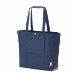 Saco de compras em algodão reciclado com fecho de pressão 360 g/m2 cor azul-marinho