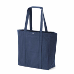 Saco de compras em algodão reciclado com fecho de pressão 360 g/m2 cor azul-marinho segunda vista