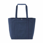 Saco de compras em algodão reciclado com fecho de pressão 360 g/m2 cor azul-marinho vista traseira 