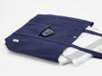 Saco de compras em algodão reciclado com fecho de pressão 360 g/m2 cor azul-marinho vista de detalhe 