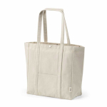 Saco de compras em algodão reciclado com fecho de pressão 360 g/m2 cor natural