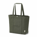 Saco de compras em algodão reciclado com fecho de pressão 360 g/m2 cor verde militar