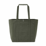 Saco de compras em algodão reciclado com fecho de pressão 360 g/m2 cor verde militar vista traseira 