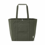 Saco de compras em algodão reciclado com fecho de pressão 360 g/m2 cor verde militar vista frontal 