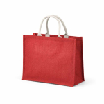 Saco de compras em juta laminada com pegas de algodão 20L cor vermelho segunda vista