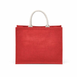 Saco de compras em juta laminada com pegas de algodão 20L cor vermelho vista traseira 