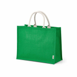 Saco de compras em juta laminada com pegas de algodão 20L cor verde