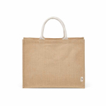 Saco de compras em juta laminada com pegas de algodão 20L cor natural vista frontal 