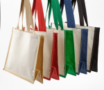 Saco de compras em algodão reciclado e juta com alças longas 300 g/m²