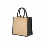 Saco de compras em juta laminada com pegas de algodão 16L cor preto