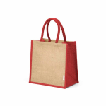 Saco de compras em juta laminada com pegas de algodão 16L cor vermelho
