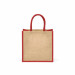 Saco de compras em juta laminada com pegas de algodão 16L cor vermelho vista traseira 
