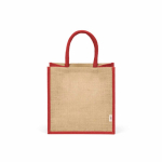 Saco de compras em juta laminada com pegas de algodão 16L cor vermelho vista frontal 