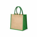 Saco de compras em juta laminada com pegas de algodão 16L cor verde segunda vista