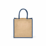 Saco de compras em juta laminada com pegas de algodão 16L cor azul-marinho vista traseira 