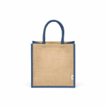 Saco de compras em juta laminada com pegas de algodão 16L cor azul-marinho vista frontal 