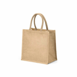 Saco de compras em juta laminada com pegas de algodão 16L cor natural segunda vista