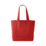 Saco de compras ecológico com bolso interior e asas compridas 220 g/m² cor vermelho vista frontal 