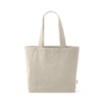 Saco de compras ecológico com bolso interior e asas compridas 220 g/m² cor natural vista frontal 