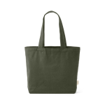 Saco de compras ecológico com bolso interior e asas compridas 220 g/m² cor verde militar vista frontal 