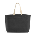 Saco de compras em algodão reciclado de 32 L com fole 400 g/m² cor preto vista frontal 