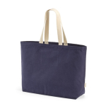 Saco de compras em algodão reciclado de 32 L com fole 400 g/m² cor azul-marinho