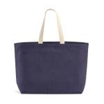 Saco de compras em algodão reciclado de 32 L com fole 400 g/m² cor azul-marinho vista frontal 