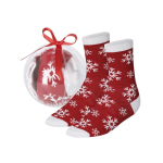 Meias de Natal em poliéster macio numa bola decorativa transparente
