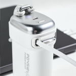Powerbank com cabo retrátil e ecrã digital de 20.000 mAh cor branco