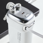 Powerbank com cabo retrátil e ecrã digital de 20.000 mAh cor branco