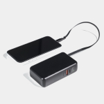 Powerbank compacta com cabo retrátil e carregamento rápido 10.000 mAh cor preto
