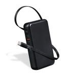 Powerbank compacta com cabo retrátil e carregamento rápido 10.000 mAh