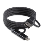 Cabo de carregamento magnético com 3 tipos de ligação e potência de 60W cor preto