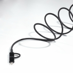 Cabo de carregamento magnético com 3 tipos de ligação e potência de 60W cor preto