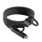 Cabo de carregamento magnético com 3 tipos de ligação e potência de 60W cor preto