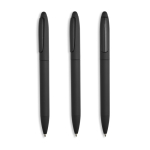 Caneta elegante de plástico reciclado emborrachado com tinta azul cor preto