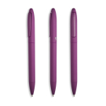 Caneta elegante de plástico reciclado emborrachado com tinta azul cor violeta